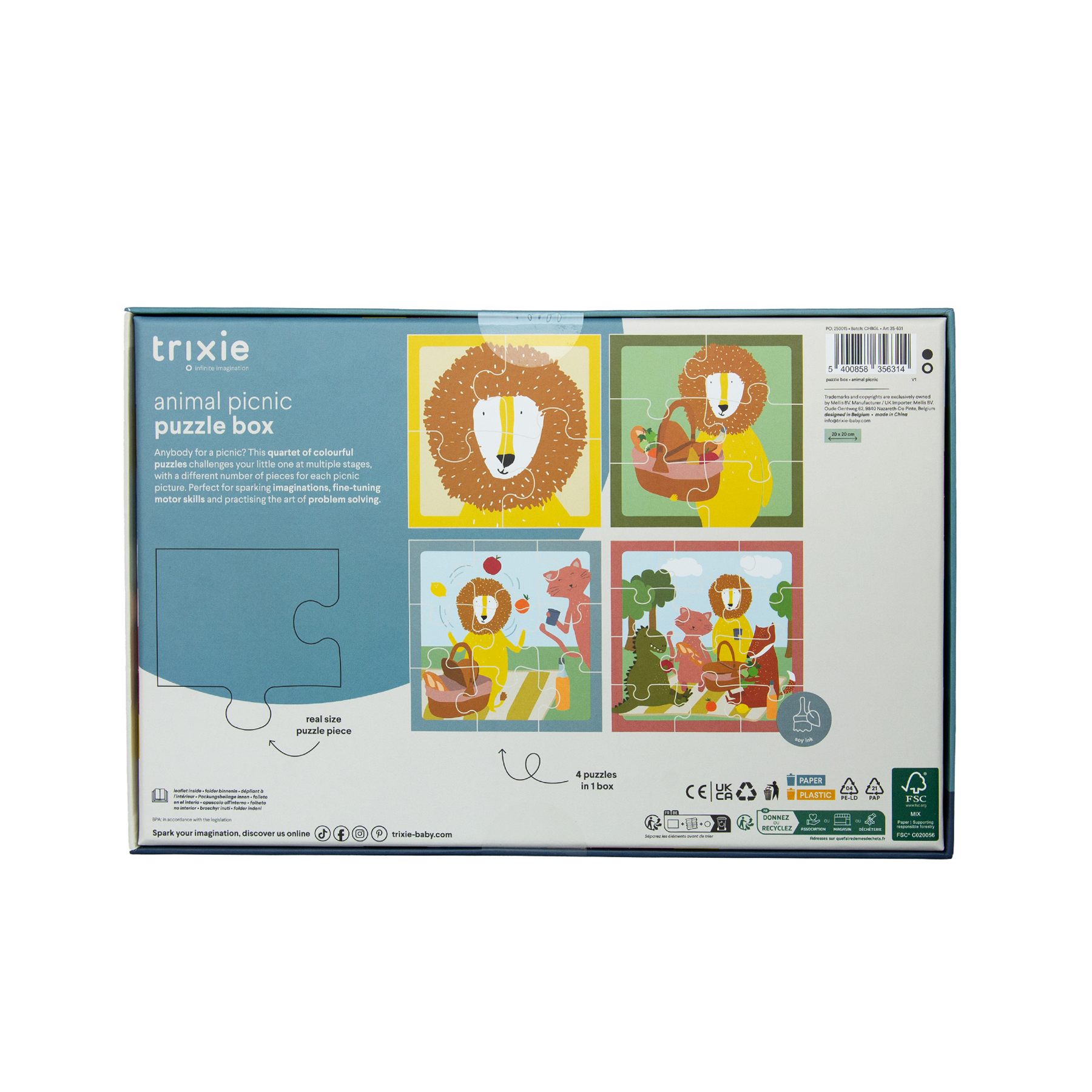 Puzzle box -  Animal picnic - 4 puzzles